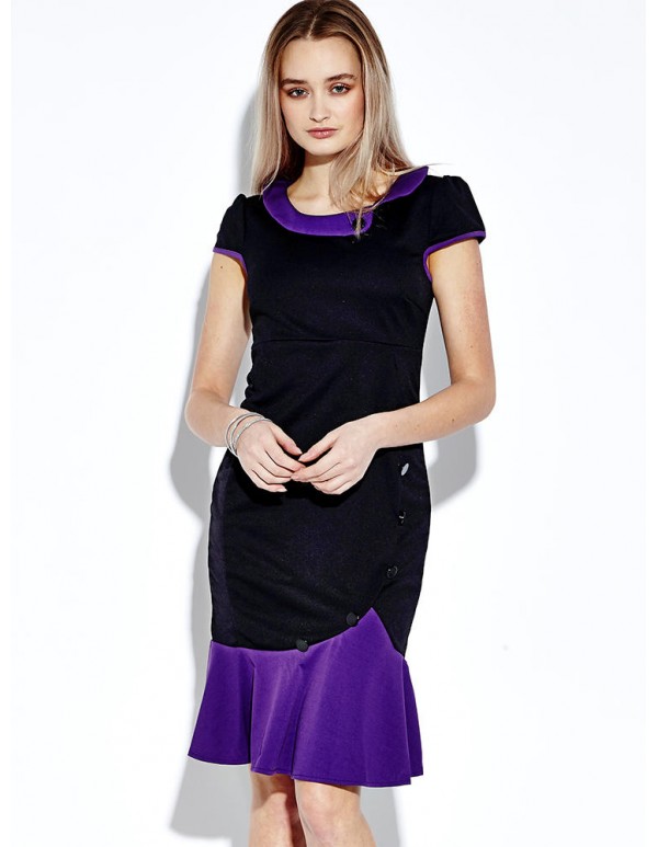 Women Elegant Slim Fishtail Party Dress Short Sleeve