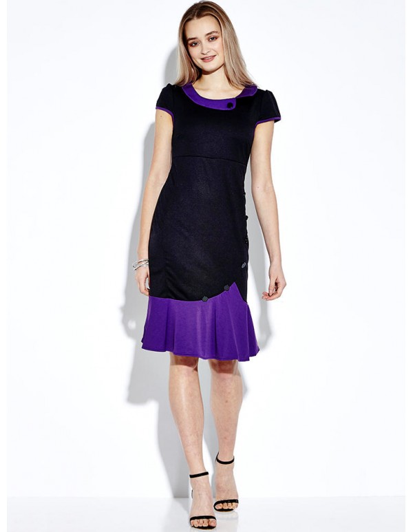 Women Elegant Slim Fishtail Party Dress Short Sleeve