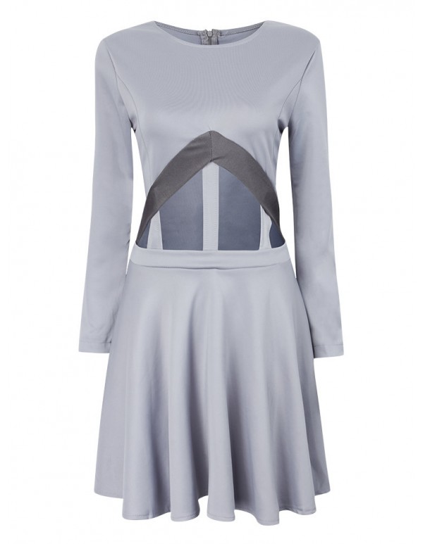 Sexy Gray Cut Out Mini Skater Dress For Women