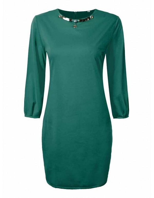 Women Pure Color Four Color Long Sleeve Dress