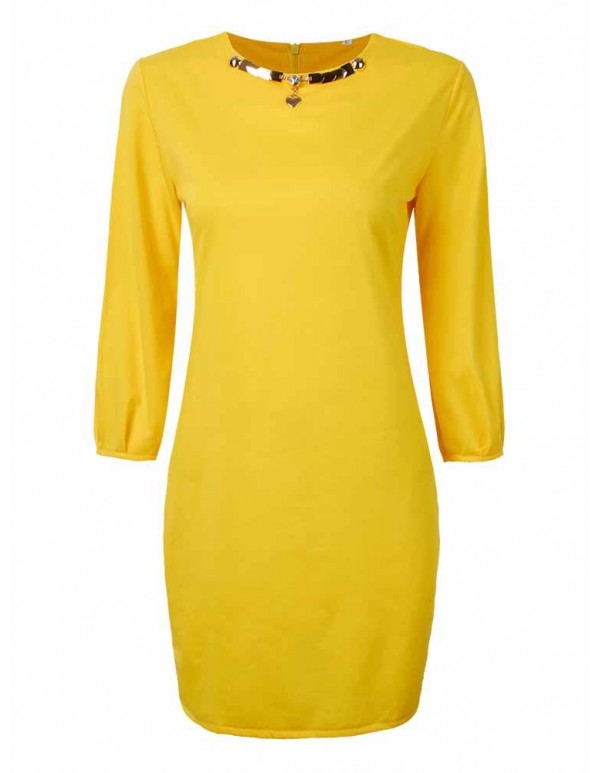 Women Pure Color Four Color Long Sleeve Dress