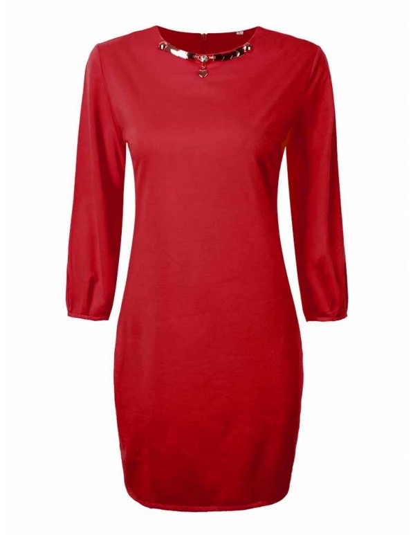 Women Pure Color Four Color Long Sleeve Dress