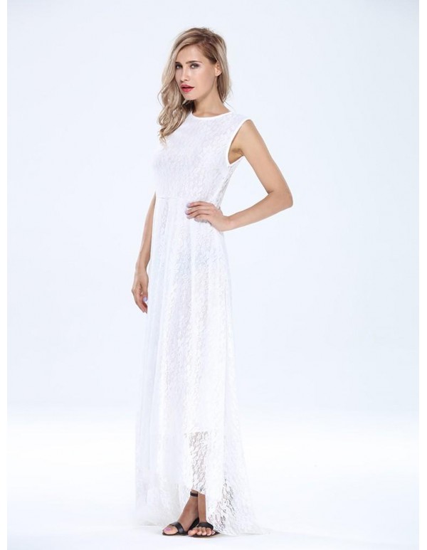 Sexy Lace Sleeveless Maxi Evening Cocktail Dress For Women With Belt