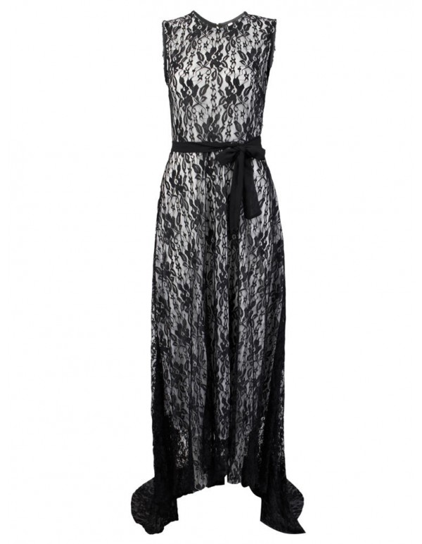 Sexy Lace Sleeveless Maxi Evening Cocktail Dress For Women With Belt