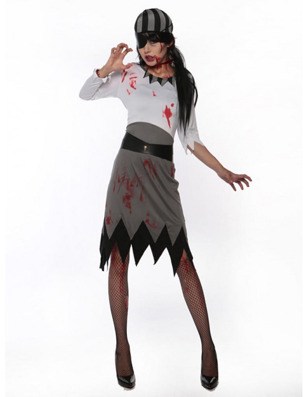 Halloween Pirate Vampire Cosplay Costume Women Long Sleeve Party Dress