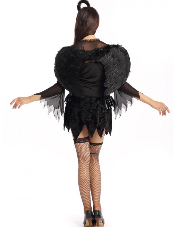 Holloween Cosplay Night Angel Devil Costumes Dresses with Wings Headwear Underwear