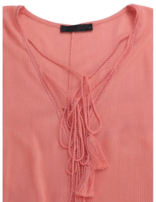 Sexy Women V-Necklace Up Batwing Sleeve Beach Loose Tops