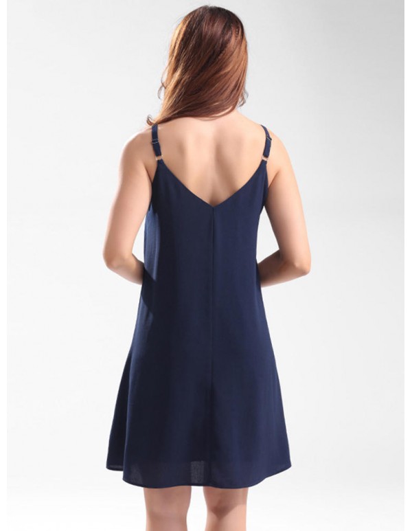 Sexy Sleeveless Strap V-neck Backless Women Dresses