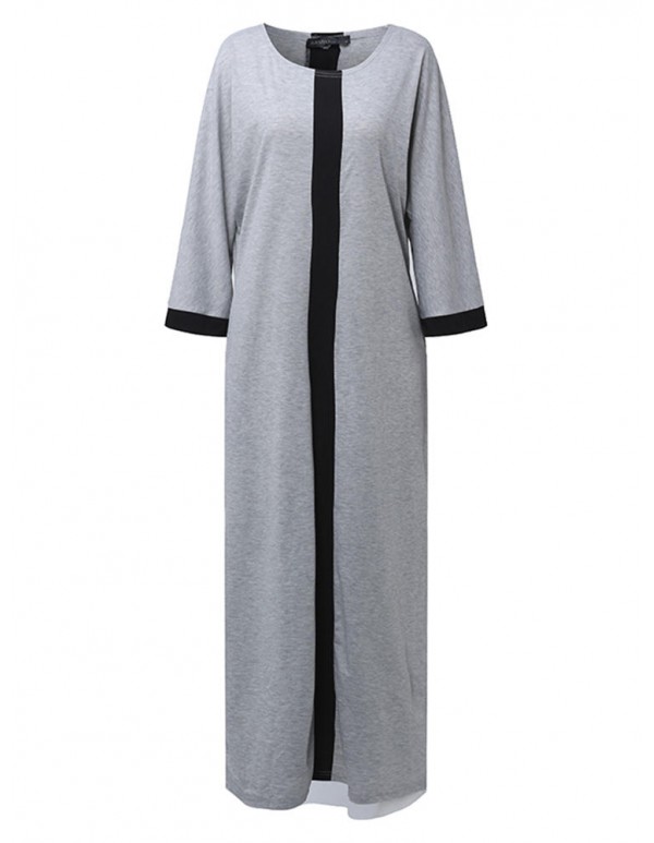 Casual Women's Contrast Panel Batwing Sleeve Maxi Dresses