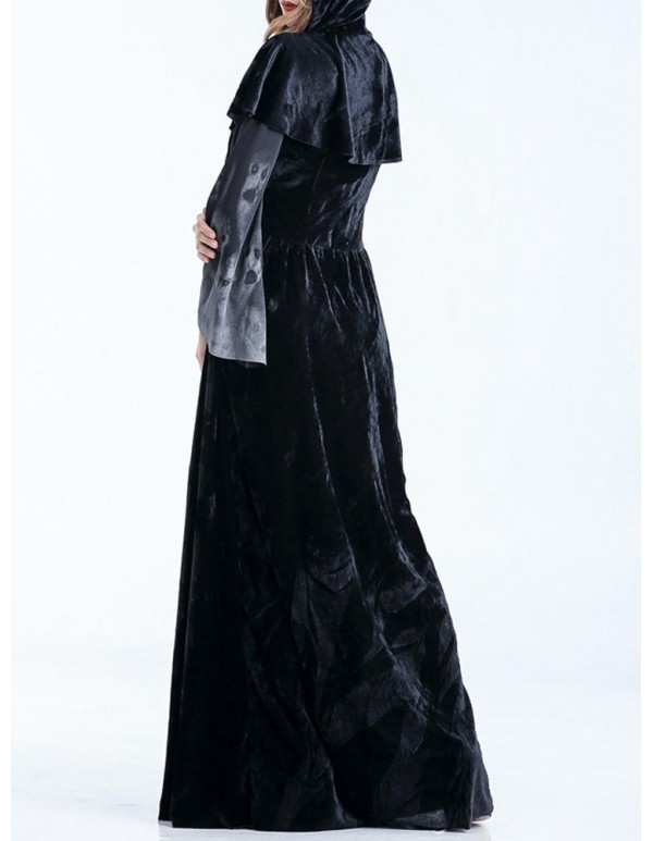 Halloween Women Costume Vampire Cosplay Hooded Party Maxi Dress