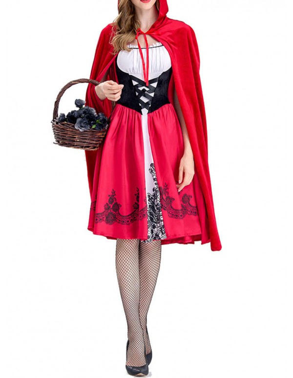 Halloween Costumes Sexy Cloak Patchwork Cosplay Party Mini Dress